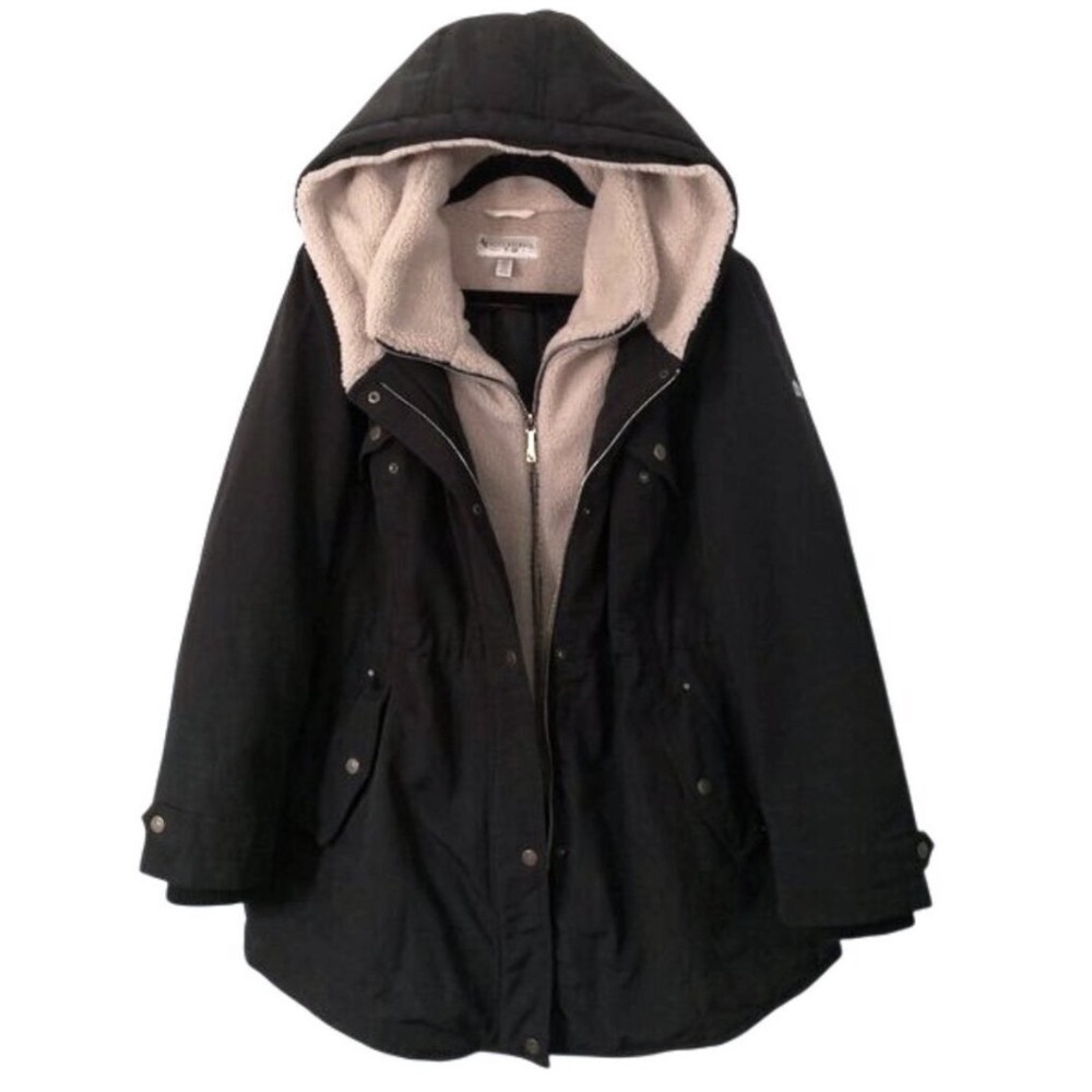 Koolaburra by UGG Womens Black Sherpa Lined Hooded Parka Utility Jacket Large - Picture 4 of 11